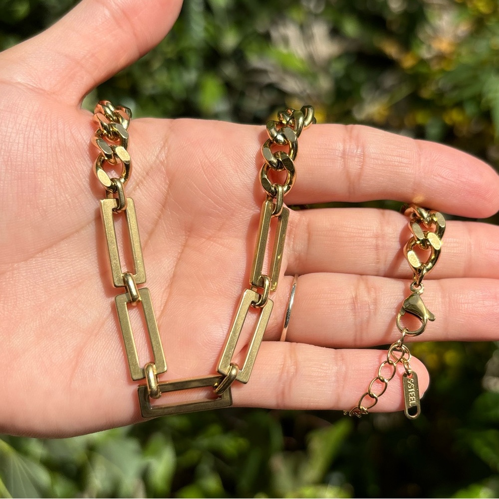 18K Gold Plated Stainless Steel Choker Chain Necklace